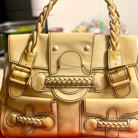 VALENTINO GARAVANI Histoire" Limited Edition Braided Handle Patent Leather  Bag - Picture 6 of 10